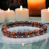 Obsidian - Mahogany Obsidian Custom Size Round Smooth Stretch (8mm) Natural Gemstone Crystal Energy Bead Bracelet