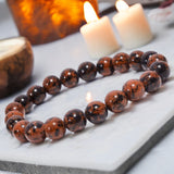 Obsidian - Mahogany Obsidian Custom Size Round Smooth Stretch (8mm) Natural Gemstone Crystal Energy Bead Bracelet