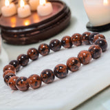 Obsidian - Mahogany Obsidian Custom Size Round Smooth Stretch (8mm) Natural Gemstone Crystal Energy Bead Bracelet