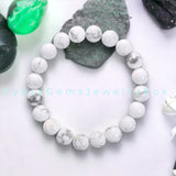 Howlite White Custom Size Round Smooth Stretch (8mm) Natural Gemstone Crystal Energy Bead Bracelet