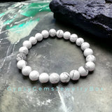 Howlite White Custom Size Round Smooth Stretch (8mm) Natural Gemstone Crystal Energy Bead Bracelet