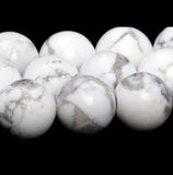 Howlite White Custom Size Round Smooth Stretch (8mm) Natural Gemstone Crystal Energy Bead Bracelet