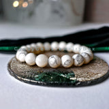 Howlite White Custom Size Round Smooth Stretch (8mm) Natural Gemstone Crystal Energy Bead Bracelet