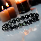 Obsidian - Rainbow Obsidian Round Smooth Stretch (10mm Grande) Natural Gemstone Crystal Energy Bead Bracelet
