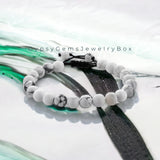 Howlite White Braided Macrame Adjustable Sliding Knot Round Smooth (8mm) Natural Gemstone Crystal Energy Bead Bracelet