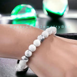 Howlite White Braided Macrame Adjustable Sliding Knot Round Smooth (8mm) Natural Gemstone Crystal Energy Bead Bracelet