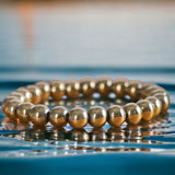 Pyrite - Golden Pyrite Round Smooth Stretch (8mm) Natural Gemstone Crystal Energy Bead Bracelet