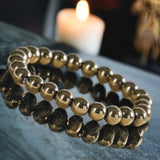 Pyrite - Golden Pyrite Round Smooth Stretch (8mm) Natural Gemstone Crystal Energy Bead Bracelet