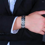 Magnetic Mens Bio Therapy Quantum Bracelet Double Row Magnets 316L Stainless Steel Titanium