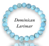 Larimar Dominican Caribbean Blue•Custom Size•Round Smooth Stretch (8mm) Natural Gemstone Crystal Energy Bead Bracelet