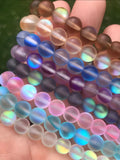 Mermaid Mystic Aura Australian Crystal White Frost Custom Size Matte Crystal Energy Bead Bracelet