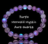 Mermaid Mystic Aura Australian Crystal Purple Frost Custom Size Matte Crystal Energy Bead Bracelet