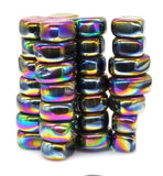 Hematite Aura Rainbow Magnetic Natural Worry Palm Crystal Rock Gemstone Large Magnet