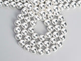 Hematite Bright Silver Custom Size Round Smooth Stretch (8mm) Natural Gemstone Crystal Energy Bead Bracelet