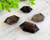 Smokey Quartz Vogel Double Point Six 6 Side Energy Crystal Wand