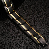 Magnetic Bio Titanium Steel Magnetic Ochre Therapy Bracelet (Black & Black/Gold)