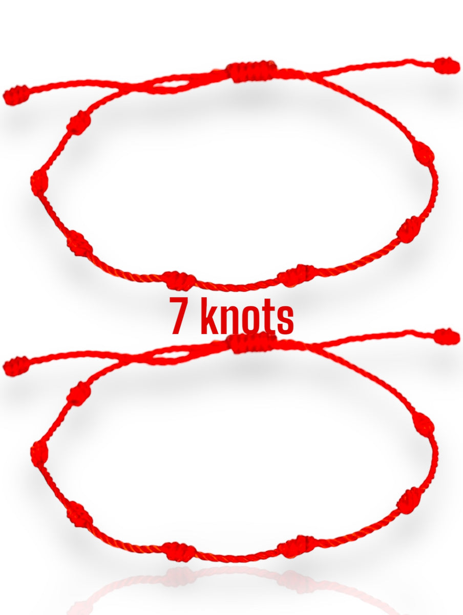 Red Silk Kabbalah 7 Knot Braided Good Luck Protection Bracelet Adjustable