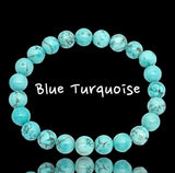Turquoise - Blue Howlite Custom Size Round Smooth Stretch (8mm or 10mm) Natural Gemstone Crystal Energy Bead Bracelet
