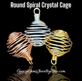 Spiral Cage Crystal & Gemstone Holder In Silver, Copper or Gold Wire Pendant Necklaces