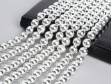 Hematite Bright Silver Custom Size Round Smooth Stretch (8mm) Natural Gemstone Crystal Energy Bead Bracelet