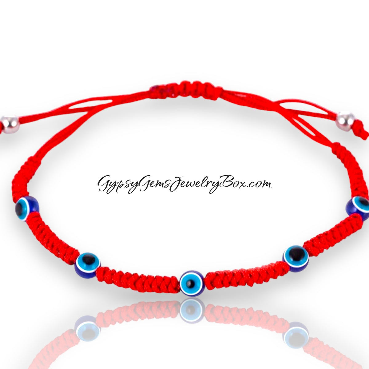 Evil Eye Red Silk Eyes Braided Macrame Adjustable Slider Knot