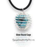 Spiral Cage Crystal & Gemstone Holder In Silver, Copper or Gold Wire Pendant Necklaces