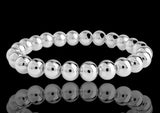 Hematite Bright Silver Custom Size Round Smooth Stretch (8mm) Natural Gemstone Crystal Energy Bead Bracelet