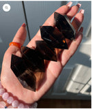 Smokey Quartz Vogel Double Point Six 6 Side Energy Crystal Wand