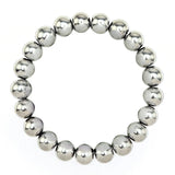 Hematite Bright Silver Custom Size Round Smooth Stretch (8mm) Natural Gemstone Crystal Energy Bead Bracelet