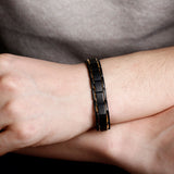 Magnetic Bio Titanium Steel Magnetic Ochre Therapy Bracelet (Black & Black/Gold)