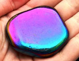 Hematite Aura Rainbow Magnetic Natural Worry Palm Crystal Rock Gemstone Large Magnet