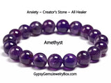 Amethyst - Dark Purple•Custom Size•Round Smooth Stretch (8mm) Natural Gemstone Crystal Energy Bead Bracelet