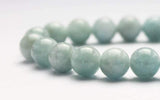 Aquamarine - Brazilian Blue Custom Size Round Smooth Stretch (8mm) Natural Gemstone Crystal Energy Bead Bracelet