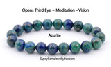 Azurite Blue Green•Custom Size•Round Smooth Stretch (8mm) Natural Gemstone Crystal Energy Bead Bracelet