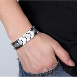 Magnetic Mens Bio Therapy Quantum Bracelet Double Row Magnets 316L Stainless Steel Titanium