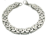 Stainless Steel Byzantine Flat Link Mariner Chain Two Tone Bracelet