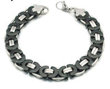 Stainless Steel Byzantine Flat Link Mariner Chain Two Tone Bracelet