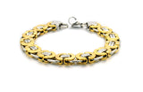 Stainless Steel Byzantine Flat Link Mariner Chain Two Tone Bracelet