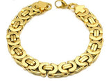 Stainless Steel Byzantine Flat Link Mariner Chain Two Tone Bracelet