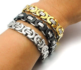 Stainless Steel Byzantine Flat Link Mariner Chain Two Tone Bracelet