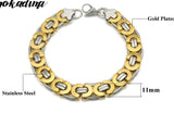 Stainless Steel Byzantine Flat Link Mariner Chain Two Tone Bracelet