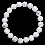 Howlite White Custom Size Round Smooth Stretch (8mm) Natural Gemstone Crystal Energy Bead Bracelet