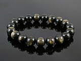 Obsidian - Gold Sheen Obsidian Custom Size Round Smooth Stretch (8mm) Natural Gemstone Crystal Energy Bead Bracelet