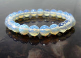 Opalite Sri Lanka Moonstone Custom Size Diamond Cut Faceted Stretch (8mm) Natural Gemstone Crystal Energy Bead Bracelet