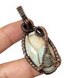 Amazonite Copper Wire Wrapped Weave Pendant Necklace