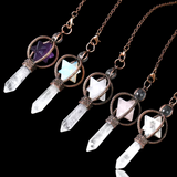 Merkabah Star of David Gemstone and Quartz Crystal Point Energy Healing Dowsing Crystal Pendulum