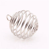Spiral Cage Crystal & Gemstone Holder In Silver, Copper or Gold Wire Pendant Necklaces