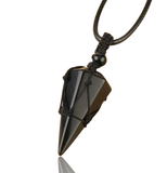 Macrame Rope Natural Gemstone Crystal Pendulum Point Hexagonal Pendant Necklace-Amethyst, Onyx, Opal, Quartz, Aventurine, Bloodstone, Lapis Lazuli, Rose Quartz