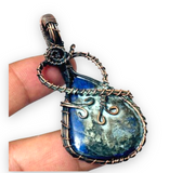 Lapis Lazuli Copper Wire Wrapped Weave Pendant Necklace
