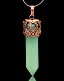 Filigree Leaf Copper Hexagonal Natural Gemstone Crystal Point Pendulum Pendant/Choose Chain
